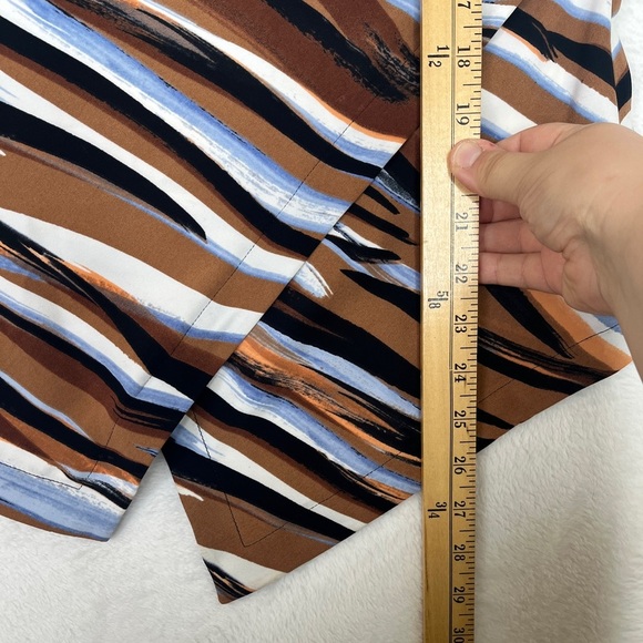 Joseph Ribkoff Cowl Neck Handkerchief Hem Brown Striped 90s Office Sexy sz 10 - Picture 6 of 6